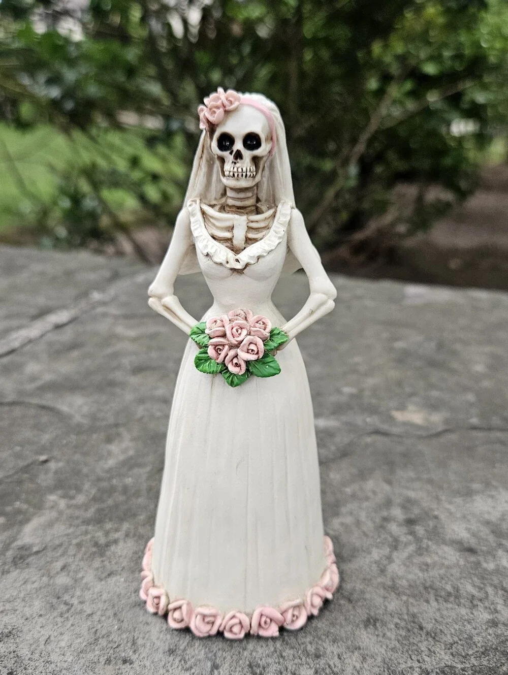 Bridal Skeleton Figurine in White and Pink***PREOWNED